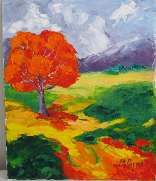 Lonely Tree, oil painting - impesto- by MaryPapas!
