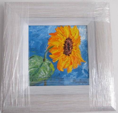 Sunflower,  framed oil painting by Mary Papas