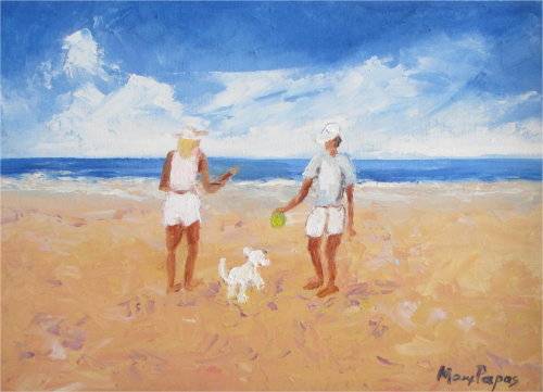 Beach Games, oil by Mary Papas