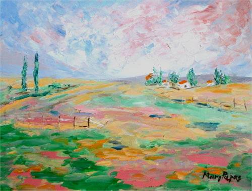 Country Scene 49, oil painting by artist Mary Papas