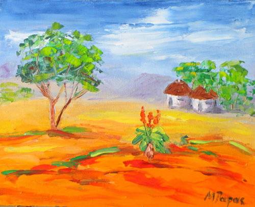 Rural Landscape, oil painting by artist Mary Papas
