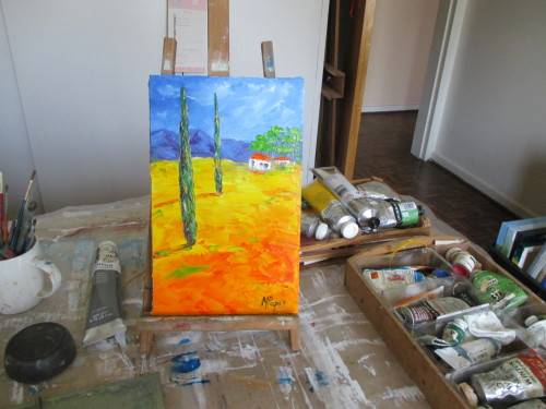 Small Country Scene 2, oil painting by artist Mary Papas