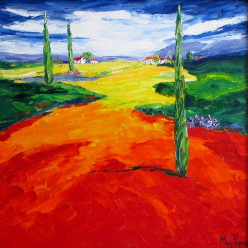 Country Scene 56, Framed oil painting by artist Mary Papas>>winter sale 20% off<<