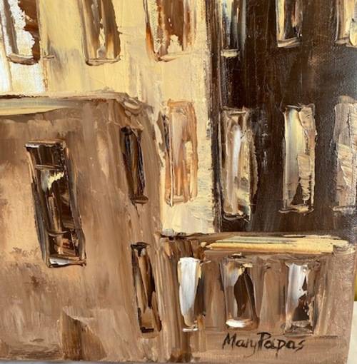 City Block, oil painting by artist Mary Papas