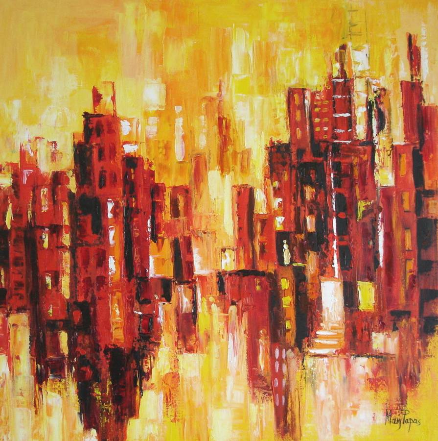 Heartbead of the City, abstract painting by Mary Papas