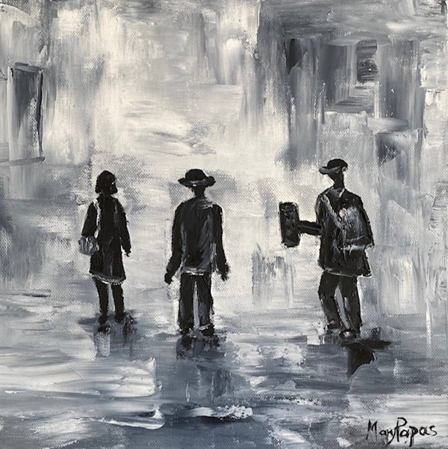 City People,  oil painting by artist Mary Papas