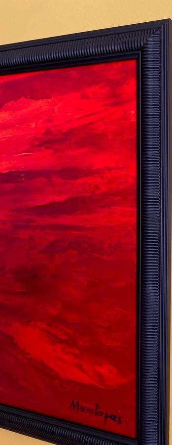 Sundown,  framed oil painting by artist Mary Papas