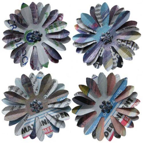 Newspaper Flowers X10