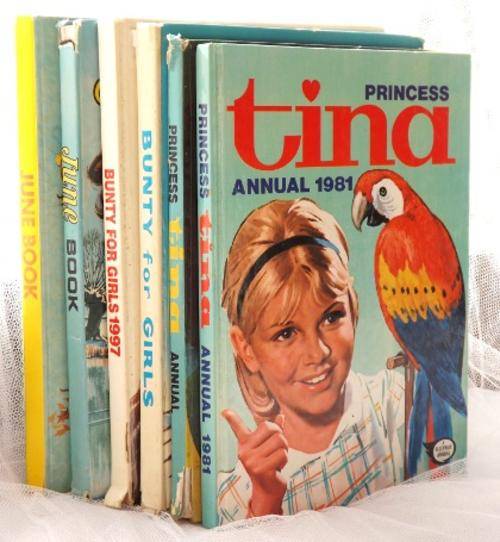 x6 June, Bunty, and Princess Tina Girls Annuals
