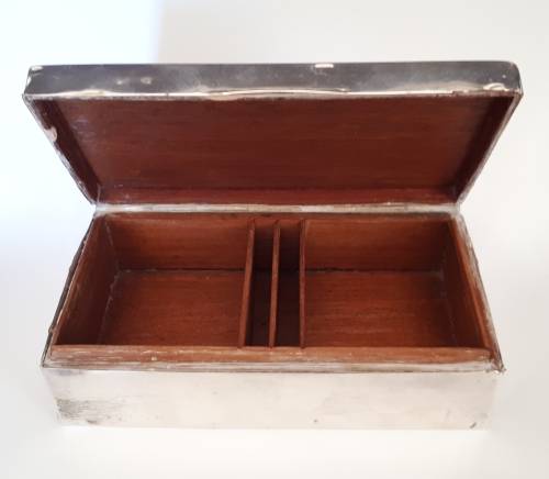 Silver cigarette box ( Birmingham Hallmark but almost rubbed away)