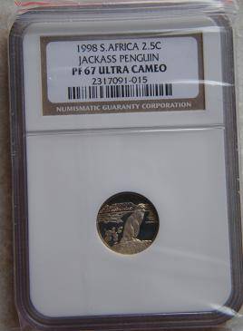 1998 JACKASS PENGUIN 2 1/2 CENT,NGC GRADED.STARTING @R1!!!!