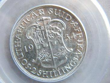 1934 2 SHILLING PCGS AU 55!!!ULTRA RARE!!!STARTING @ R1!!LOOK.