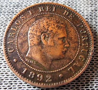1892 CARLOS I REI DE PORTUGAL 10 REIS