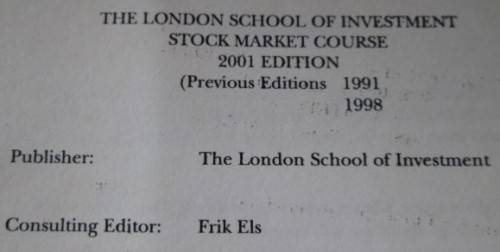Stock Market Investment Course 3 Folders London School of Investment 2001