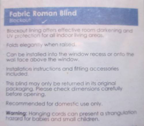Fabric Stone Roman Blind  -Sealed