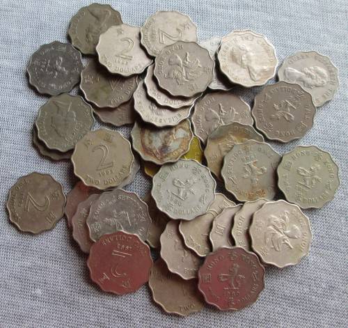 Two Dollars Hong Kong 1975/80/81/84/88/89/93/95/97 (Lot)