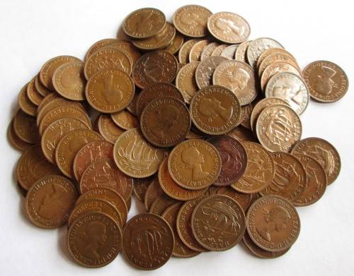 Half Penny 1953-60/62-67 (x90 Coins Lot)