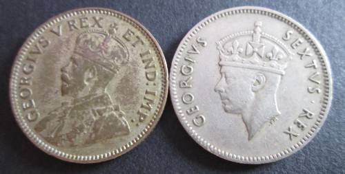 EAST AFRICA HALF SHILLING 50 CENTS 1924/1949 (x2 COINS - LOT)