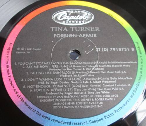 TINA TURNER - FOREIGN AFFAIR 1989 ST (D) 7918731 LP VINYL RECORDS