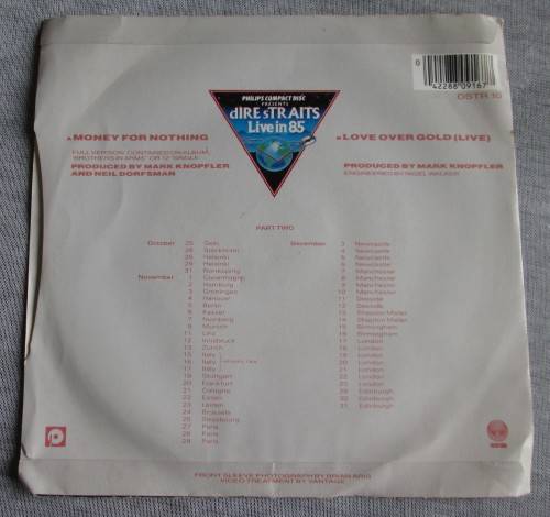 DIRE STRAIGHTS - MONEY FOR NOTHING 1985 (DSTR 10) 45 RPM