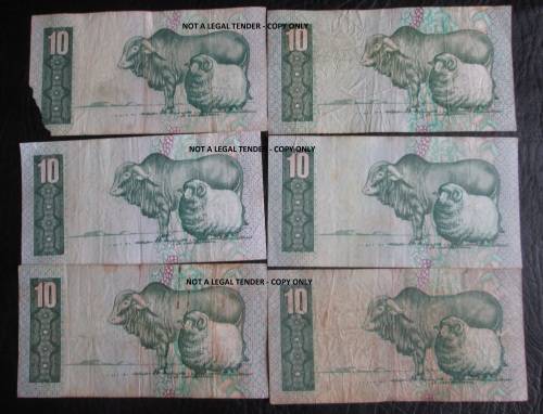 TEN RANDS SOUTH AFRICA NOTES x6 (LOT)