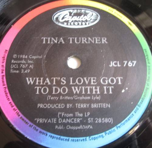 TINA TURNER - WHAT`s LOVE GOTTA DO WITH IT 1984 (JCL 767) 45 RPM