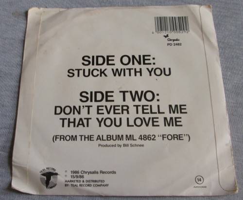 HUEY LEWIS AND THE NEWS - STUCK WITH YOU 1986 (P 2482) 45 RPM