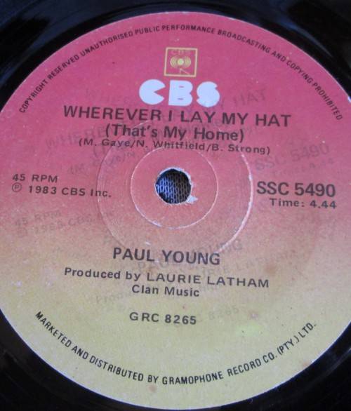 PAUL YOUNG - 1983 BROKEN MAN/WHEREVER I LAY MY HAT (SSC 5490) 45 RPM RECORD - A3204