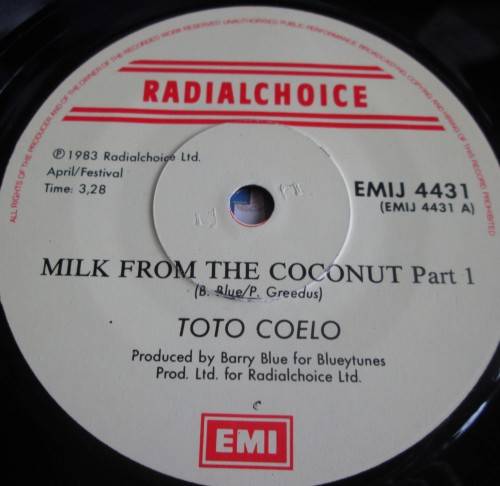 TOTO COELO - MILK FROM THE COCONUT 1983 (EMIJ 4431) 45 RPM RECORD
