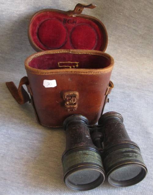 WWI BINOCULARS WITH CARRY CASE (NO MARKINGS)