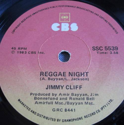 JIMMY CLIFF - 1983 LOVE HEIGHTS/REGGAE NIGHT (SSC 5539) 45 RPM RECORD - A3485