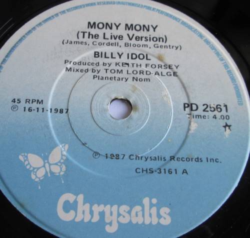 BILLY IDOL - MONY MONY 1987 (PD 2561) 45 RPM RECORD