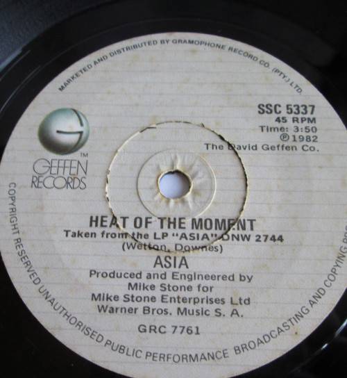 ASIA - 1982 TIME AGAIN/ HEAT OF THE MOMENT (SSC 5337) 45 RPM RECORD - A3607