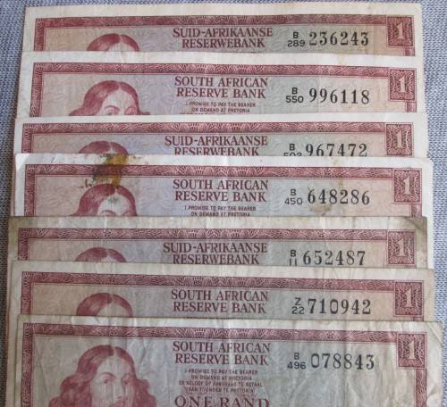 ONE RAND T W DE JONGH x10 BANKNOTES