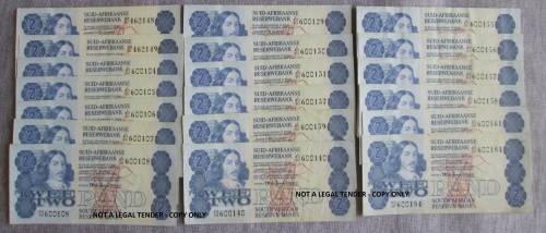 TWO RAND TW DE JONGH x19 BANKNOTES (LOT)