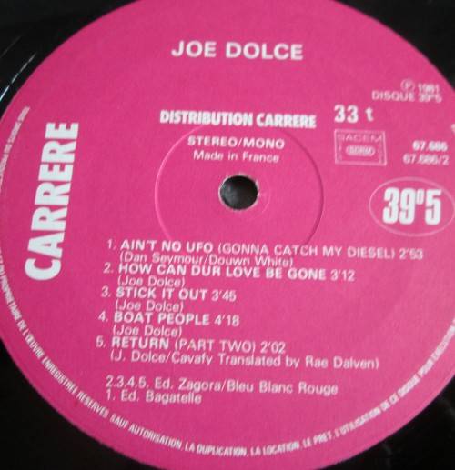 JOE DOLCE 1981 - SHADDAP YOU FACE /67-686 VINYL LP RECORD