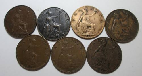 UNITED KINGDOM FARTHING x7 COINS (SEE DESCRIPTION - DATES) LOT