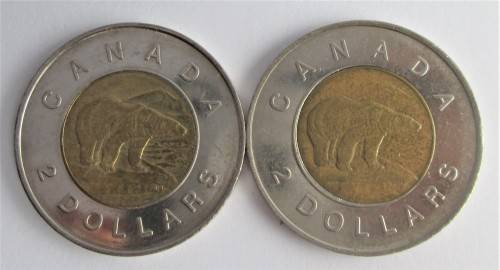 2 CANADIAN DOLLARS 1996 COIN x2 (LOT)