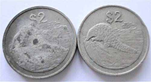2 DOLLARS 1991 ZIMBABWE x2 COINS (LOT)