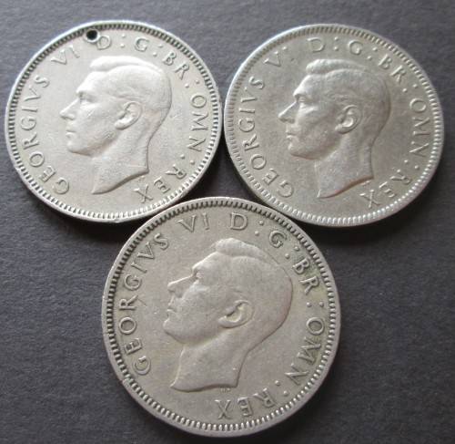 ONE SHILLING GREAT BRITAIN x3 COINS (LOT) 1947-1949