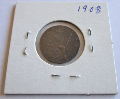 1908 FARTHING GREAT BRITAIN COIN