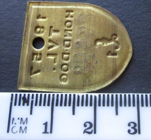 1957 TVL DOG LICENSE TAGS No. 25608/25609/25610 (LOT)