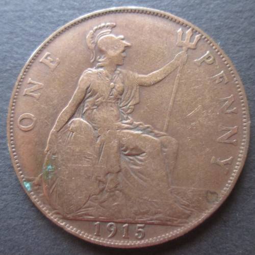 ONE PENNY 1915 GREAT BRITAIN COIN