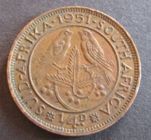 1/4 PENNY 1951 (FARTHING) UNION OF SOUTH AFRICA COIN - C1546