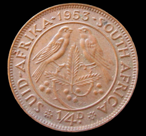 1/4 PENNY (FARTHING) 1953 UNION OF SOUTH AFRICA COIN - C236