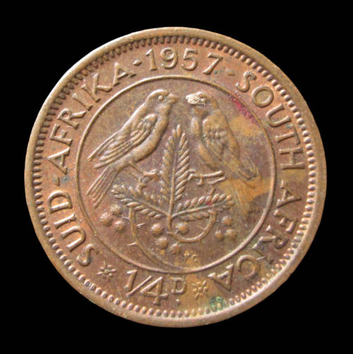 1/4 PENNY (FARTHING) 1957 UNION OF SOUTH AFRICA COIN - C2391