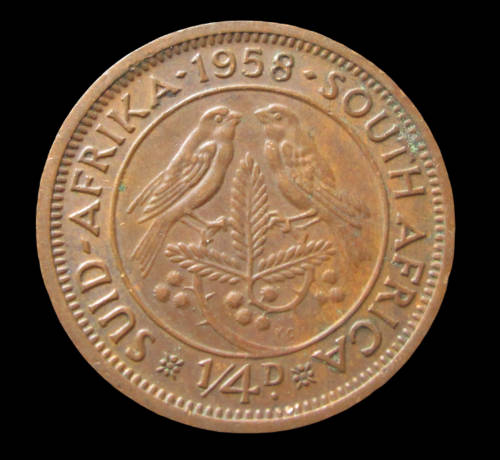 1/4 PENNY (FARTHING) 1958 UNION OF SOUTH AFRICA COIN - C2394