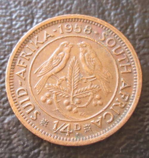 1/4 PENNY (FARTHING) 1958 UNION OF SOUTH AFRICA COIN - C576