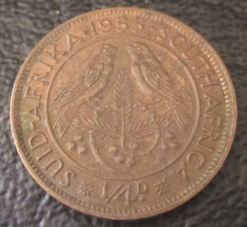 1/4 PENNY (FARTHING) 1955 REPUBLIC OF SOUTH AFRICA COIN - C1634