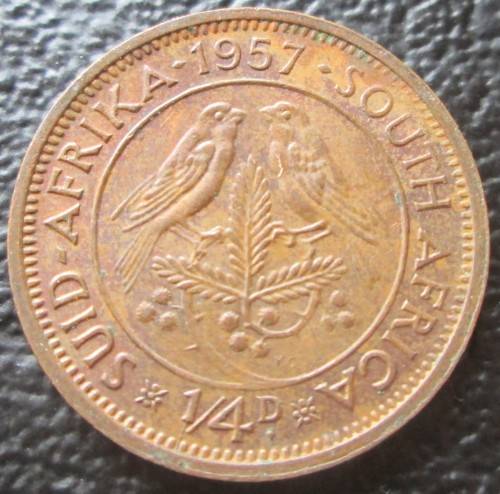 1/4 PENNY (FARTHING) 1957 UNION OF SOUTH AFRICA COIN - C155